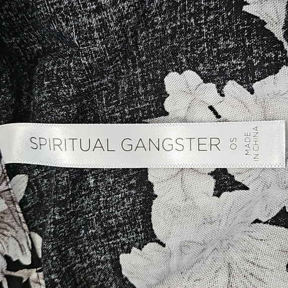 Spiritual Gangster Black Floral Print Front Tie Robe/Cover-Up - Picture 10 of 11